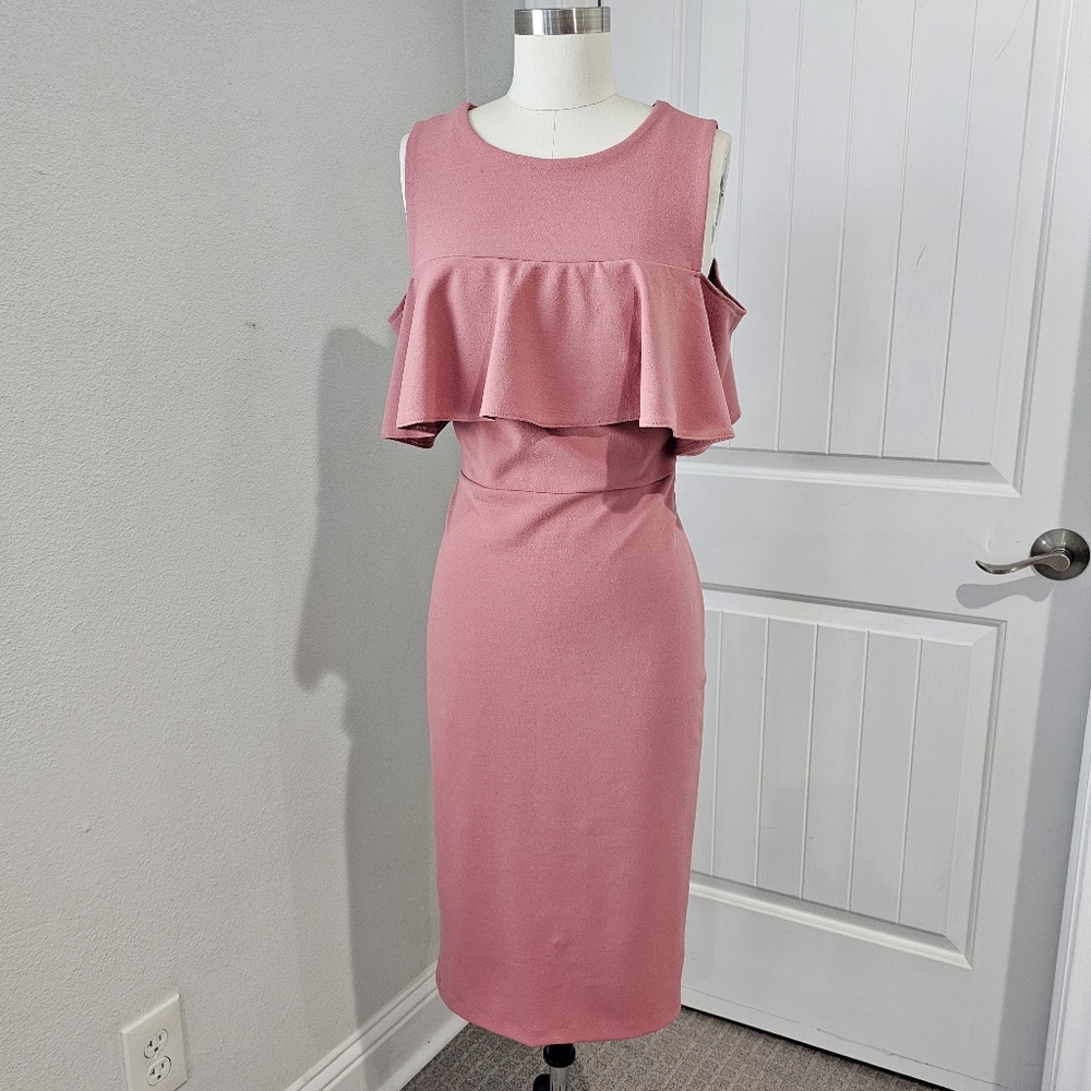 New York & Company Dusty Pink Ruffle Midi Dress‎ size 0